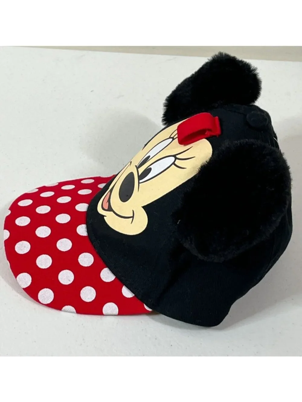 Disney Minnie Mouse Girls Red Black Polka Dot Baseball Cap Kids Hat